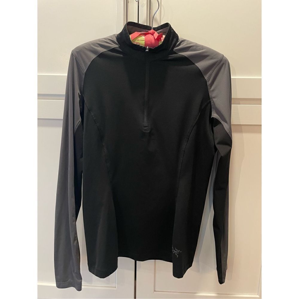 Arcteryx Womens 1/2 Zip Pullover Lightweight Base Layer Black Grey Sz M